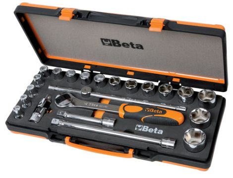 BETA - Zestaw 17 nasadek sześciokątnych 1/2’’ z akcesoriami w pudełku metalowym - 920A/C17M