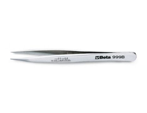 BETA - Pęseta prosta punktowa, końcówki wzmocnione, kwasoodporna, niemagnetyczna 120mm  - 999B