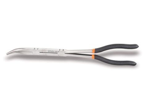 BETA - Szczypce półokrągłe dlugie odgięte o 45º z podwójnym przegubem, rękojeść z dwóch warstw PCW  - 1009L/DP