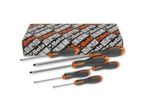 BETA - Komplet wkrętaków płaskich Evox chromowanych z czernioną końcówką 6 szt.  - 1201E/S6