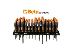 BETA - Zestaw 85 wkrętaków Evox na półce wiszącej chromowanych z czernioną końcówką  - 1203E/E4P