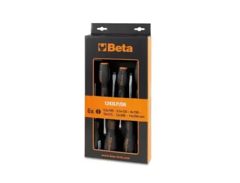 BETA - Komplet 6 wkrętaków płaskich do pobijania 1241 - 1243LP/D6