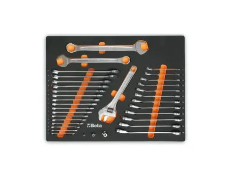 BETA - Zestaw 34 kluczy płasko-oczkowych w piankowym wkładzie profilowanym, model 2458/MM26 - 2458/MM26