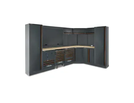 BETA - Zestaw mebli warsztatowych z drewnianym blatem system C45PRO Beta 4500/C45PRO/GW - 4500/C45PRO/GW