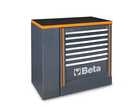 BETA - Stół warsztatowy 1m z szafką z 7 szufladami szary - 5500/C55BG/1