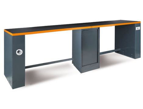 BETA - Stół warsztatowy C55B-PRO-B o długości 4 m ze środkową podwójną nogą pomarańczowy - 5500/C55PROB-D4/O