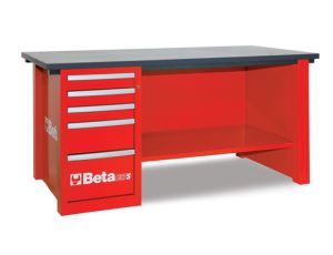 BETA - Stół warsztatowy Mastercargo 1 szafka czerwony - 5700/C57S/D-R
