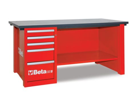 BETA - Stół warsztatowy Mastercargo 1 szafka czerwony - 5700/C57S/D-R