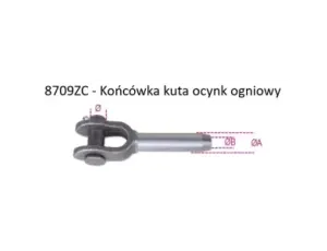 BETA - Końcówka kuta widełkowa czarna do bezpośredniego zaprasowania z liną stalową 8mm - 8709ZC/8