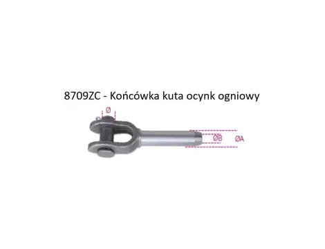 BETA - Końcówka kuta widełkowa czarna do bezpośredniego zaprasowania z liną stalową 16mm - 8709ZC/16