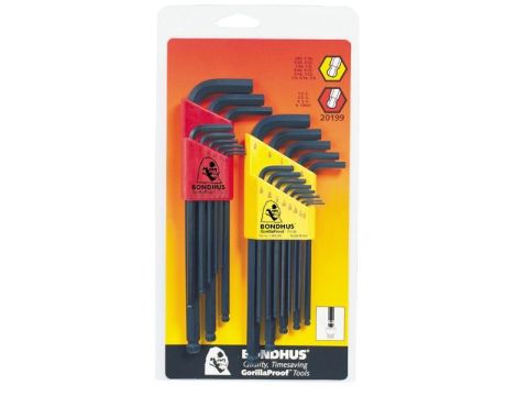 Zestaw 22 imbusów BONDHUS [9 szt. metrycznych 10999 + 13 szt. calowych 10937]