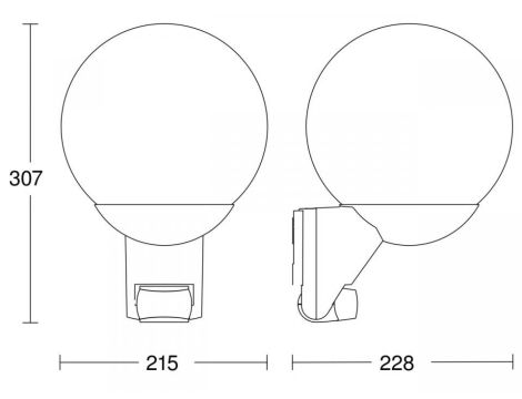 Lampa elewacyjna z czujnikiem ruchu i zmierzchu Steinel L 585 S PIR max.60W E27 IP44 IK03 230V czarna / szkło / tworzywo sztuczne - 4