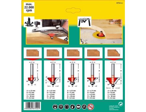 Zestaw frezów profilowych Wolfcraft [5 szt.] - 2
