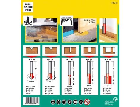 Zestaw frezów do rowków Wolfcraft [5 szt.] - 3