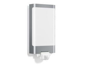 Lampa elewacyjna z czujnikiem ruchu i zmierzchu Steinel L 240 S PIR 9,3W LED 946lm 3000K IP44 IK07 230V srebrna / stal nierdzewna