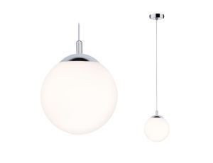 Lampa wisząca GLOBE E27 max. 20W IP44 E27 230V satynowe szkło / chrom