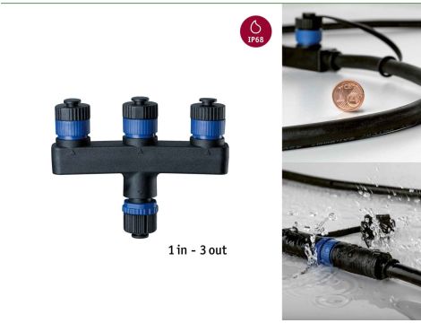 Rozdzielacz Plug & Shine 1in-3out IP68 czarny tworzywo sztuczne - 3