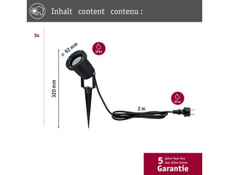 Reflektor ogrodowy SPECIAL LINE 3x3,5W GU10 3000k 230V czarny / aluminium - 4