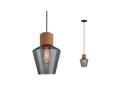 Lampa wisząca Neordic EDLA max.1x20W E27 230V szkło przydymione / korek