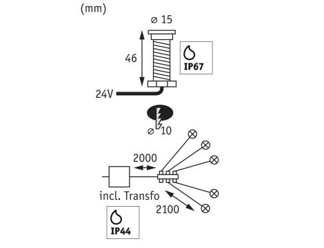Zestaw opraw Plug & Shine MicroPen II 5x0,2W 3000K IP67 24V srebrny / stal - 9