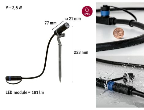 Reflektor ogrodowy Plug & Shine PLANTINI 2W 3000K IP65 24V antracyt/ aluminium - 3