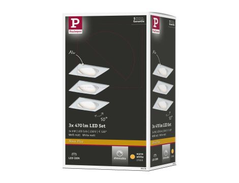Oprawa do wbudowania NOVA COIN LED DIM wychylna 3x6W 470lm 84X84mm 2700K 230V biały mat - 8
