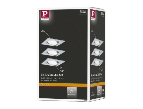 Oprawa do wbudowania NOVA COIN LED DIM wychylna zestaw 3x 6W 425lm 84x84mm 2700K IP23 230V aluminium - 8