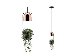 Lampa wisząca z doniczką NEORDIC FANJA GU10 max.1x20W 230V czarny / miedziany / metal