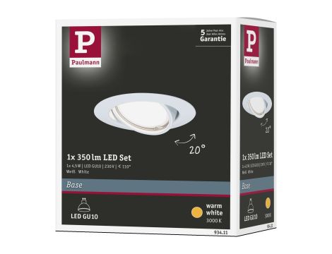 Oprawa wbudowana Base ruchoma 1x5W 230V GU10 51mm Biały Mat/Metal - 7