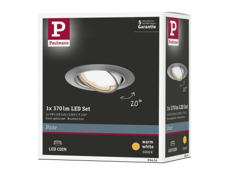 Oprawa wbudowana Base ruchoma 1x5W 230V 51mm Żelazo Szczotkowane/Metal - 6