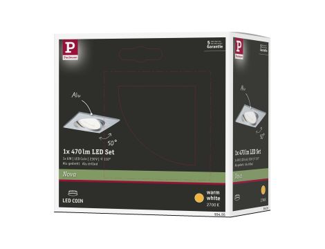 Oprawa do wbudowania NOVA COIN LED wychylna 6W 470lm 84x84mm 2700K IP23 230V aluminium - 7