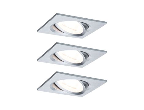 Oprawa do wbudowania NOVA COIN LED wychylna zestaw 3x6W 470lm 84x84mm 2700K IP23 230V aluminium
