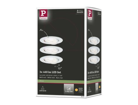 Oprawa do wbudowania NOVA LED DIM wychylna zestaw  GU10 6.5W 460lm 84mm 2700K IP23 230V biały mat - 9