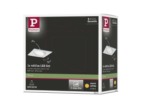 Oprawa do wbudowania NOVA LED DIM wychylna GU10 6.5W 460lm 84x84mm 2700K IP23 230V biały mat - 7