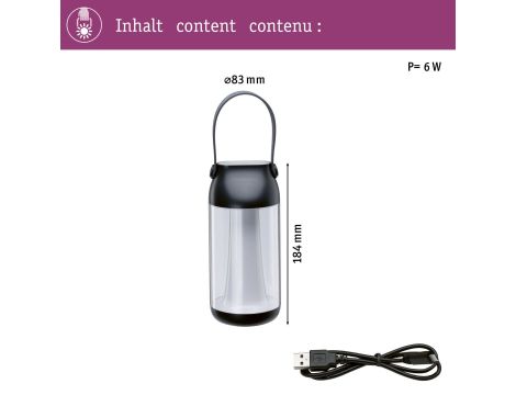 Lampa akumulatorowa stołowa Cupulino 6W 100lm 3000K IP44 USB ściemnialna antracyt / tworzywo sztuczne - 9