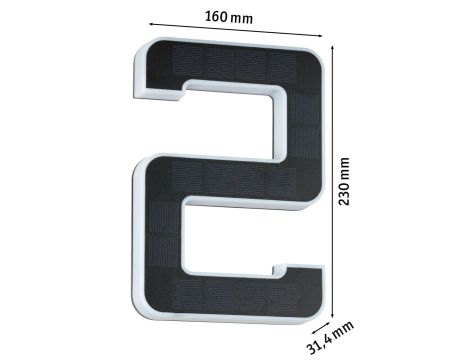 Oprawa elewacyjna SOLAR LED numer domu 2 3000K IP44 wymienny akumulator / czarny / tworzywo sztuczne - 6
