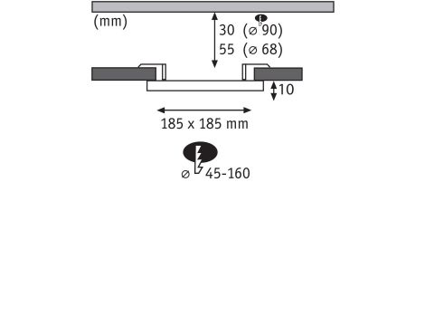 Panel bezramkowy VEUNA VariFit IP44 20W 3000K 185x185mm  230V tworzywo sztuczne - 7