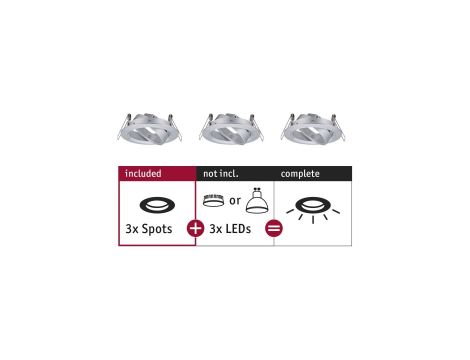 Oprawa do wbudowanie CHOOSE zestaw 3szt. wychylna 50 st. 84mm max.3x10W  230V  aluminium - 3