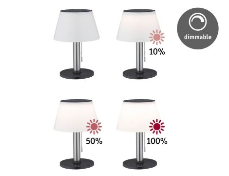 Lampka stołowa solarna LILLESOL LED  3-STEP DIM 45lm 3000K IP44 stal nierdzewna / metal - 2