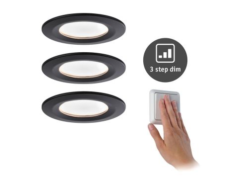 Oprawa do wbudowania NOVA COIN LED DIM stała zestaw 3xW6 470lm 84mm 2700K IP23 230V czarny mat - 5