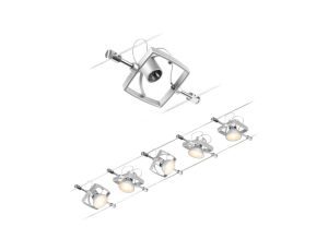 System linkowy zestaw Mac II max 5x10W GU5,3 12V DC 2 x 5 metrów chrom mat / chrom