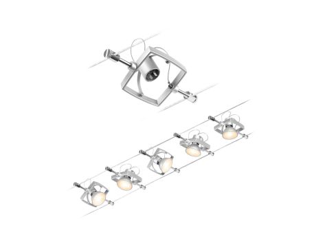 System linkowy zestaw Mac II max 5x10W GU5,3 12V DC 2 x 5 metrów chrom mat / chrom