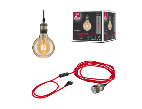 Lampa wisząca z wyłącznikiem ELDAR Neordic E27 max.20W 230V czerwony / oksydowany metal - 5