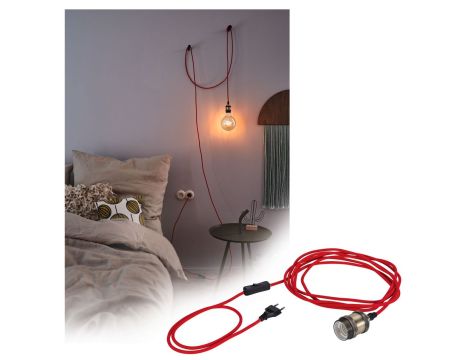 Lampa wisząca z wyłącznikiem ELDAR Neordic E27 max.20W 230V czerwony / oksydowany metal - 4