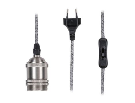 lampa industrialna wisząca Neordic Eldar z włącznikiem max. 1x20W E27 230V szara / oksydowany metal - 3