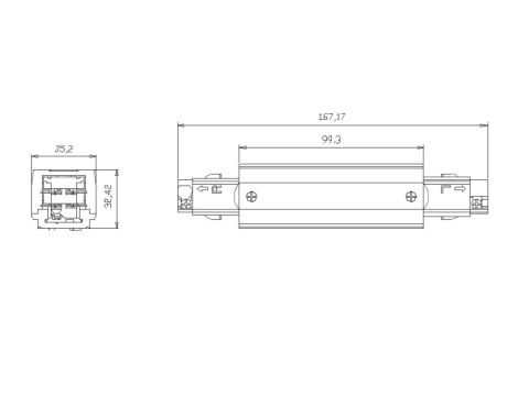 Łącznik prosty do systemu ProRail3 230V czarny / metal / tworzywo sztuczne - 3