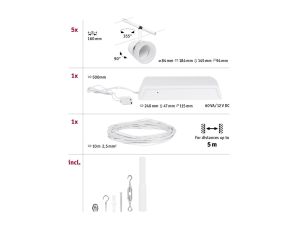 System linkowy DC zest Cone max5x10W Biały mat/Chrom GU5,3 12V DC 60VA twszt/met - image 2