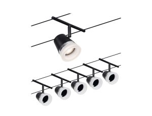 System linkowy DC zest Cone max5x10W Cz mat/Chrom GU5,3 12V DC 60VA twszt/met