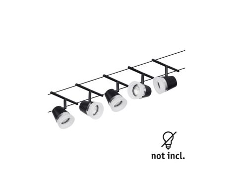 System linkowy DC zest Cone max5x10W Cz mat/Chrom GU5,3 12V DC 60VA twszt/met - 3