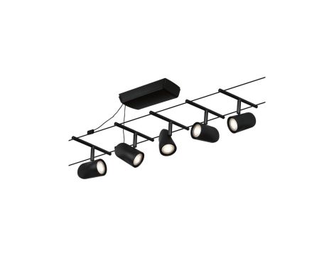 System linkowy DC zest Cup max5x10W Czarny mat/Chrom GU5,3 12V DC 60VA twszt/met - 3